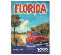 Rompecabezas De 1000 Piezas para Adolescentes Florida Road Trip Travel Poster Rompecabezas para Adultos Juegos Relajantes Decoración De Pared para Cumpleaños, Navidad 52x38cm/1000pcs