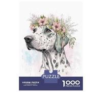Rompecabezas De 1000 Piezas para Adolescentes Flower Crown Dalmatian Art Rompecabezas para Adultos Juego Práctico Carrera De Velocidad De Manos Regalos Y Cumpleaños Únicos 38x26cm/1000pcs