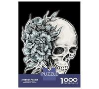 Rompecabezas De 1000 Piezas para Adolescentes Flower Skull Right Side Rompecabezas para Adultos Juegos De Relajación Desafío Difícil Desafío Educativo 38x26cm/1000pcs