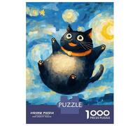 Rompecabezas De 1000 Piezas para Adolescentes Flying Cat in Starry Night Style Rompecabezas para Adultos Juguete Decoración De Pared Decoración De Pared Juego Desafiante Regalos 70x50cm/1000pcs