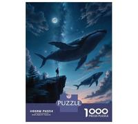 Rompecabezas De 1000 Piezas para Adolescentes Flying Whales Fantasy Sunset Rompecabezas para Adolescentes Juego De Ingenio Mejora La Memoria Diversión En Casa Actividades, 52x38cm/1000pcs