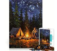 Rompecabezas de 1000 Piezas para Adolescentes Fogata bajo Las Estrellas,Arte de Bordes precisos,Entrenamiento Mental,Juego Divertido y Tranquilo,Regalo de cumpleaños (38x52cm)