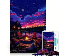 Rompecabezas de 1000 Piezas para Adolescentes Fogata bajo Las Estrellas Juego de Ajuste preciso Desarrolla la Mente y la Habilidad Diversión Tiempo de Ocio Navidad Arte para el hogar (38x52cm)