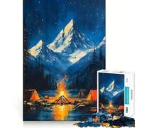 Rompecabezas de 1000 Piezas para Adolescentes Fogata bajo Las Estrellas,Paisaje japonés,Arte de Bordes precisos,Entrenamiento Mental,Juego Divertido y Tranquilo,Regalo de cumpleaños (50x75cm)
