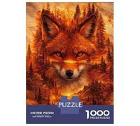 Rompecabezas De 1000 Piezas para Adolescentes Fox and Forest Double Exposure Art Rompecabezas para Adultos Juegos Relajantes Alivia El Estrés Diversión En Casa Actividades, 52x38cm/1000pcs