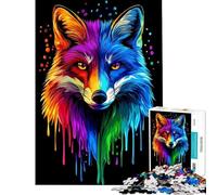 Rompecabezas de 1000 Piezas para Adolescentes Fox Arcoíris Arte Pop Fox Co Ayuda a ejercitar el Cerebro análisis y lógica Juegos Divertidos para Mayores de 14 años (50x75cm)