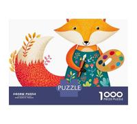 Rompecabezas De 1000 Piezas para Adolescentes Fox Artist Palette Brushes Rompecabezas para Adultos Juegos Familiares Mejora La Memoria Cumpleaños Y Navidad 38x26cm/1000pcs
