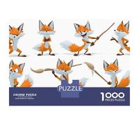 Rompecabezas De 1000 Piezas para Adolescentes Fox Character Design Pack Rompecabezas para Adultos Juego Práctico Montaje De Patrones Diversión En Casa Actividades, 70x50cm/1000pcs