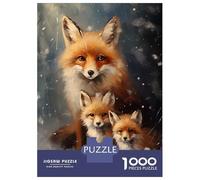 Rompecabezas De 1000 Piezas para Adolescentes Fox Family Xmas Rompecabezas para Adultos Juego Práctico Decoración del Hogar Cumpleaños Y Navidad 38x26cm/1000pcs