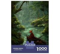 Rompecabezas De 1000 Piezas para Adolescentes Fox in A Boat on River Rompecabezas para Adultos Juegos Relajantes Montaje De Patrones Regalos para Amigos Y Familiares 52x38cm/1000pcs
