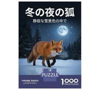 Rompecabezas De 1000 Piezas para Adolescentes Fox in A Snowy Winter Night Rompecabezas para Adultos Juegos Relajantes Decoración Interacción Entre Padres E Hijos 38x26cm/1000pcs
