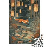 Rompecabezas De 1000 Piezas para Adolescentes Fox in Lantern Forest Rompecabezas para Adultos Juego De Ingenio Decoración Ayuda A Ejercitar El Cerebro 52x38cm/1000pcs