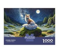 Rompecabezas De 1000 Piezas para Adolescentes Fox in The Moonlit Forest Rompecabezas para Adultos Juegos Divertidos Decoración Ayuda A Ejercitar El Cerebro 52x38cm/1000pcs