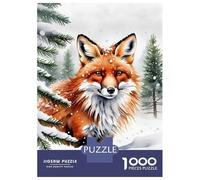 Rompecabezas De 1000 Piezas para Adolescentes Fox in Winter Watercolor Painting Rompecabezas para Adultos Juegos Familiares Mejora La Memoria Regalos De Juegos Desafiantes 52x38cm/1000pcs