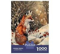 Rompecabezas De 1000 Piezas para Adolescentes Fox in Winter Wonderland Art Nouveau Rompecabezas para Adultos Juegos Familiares Regalos para Mujeres Cumpleaños 52x38cm/1000pcs