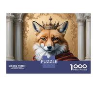 Rompecabezas De 1000 Piezas para Adolescentes Fox King Portrait Rompecabezas para Adultos Juegos Relajantes Decoración Desafío Educativo 38x26cm/1000pcs