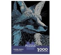 Rompecabezas De 1000 Piezas para Adolescentes Fox Portrait in Blue and White Rompecabezas para Adultos Juego Práctico Decoración del Hogar Cumpleaños Y Navidad 52x38cm/1000pcs