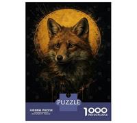 Rompecabezas De 1000 Piezas para Adolescentes Fox Portrait with Golden Halo Rompecabezas para Adultos Juego Práctico Decoración del Hogar Cumpleaños Y Navidad 38x26cm/1000pcs