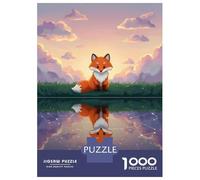 Rompecabezas De 1000 Piezas para Adolescentes Fox Reflection on Starry Water Rompecabezas para Adultos Juegos Relajantes Mejora La Memoria Ayuda A Ejercitar El Cerebro 52x38cm/1000pcs