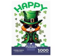 Rompecabezas De 1000 Piezas para Adolescentes Fox Saint Patricks Day Rompecabezas para Adultos Juegos Divertidos Decoración Cumpleaños, Navidad 70x50cm/1000pcs