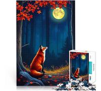 Rompecabezas de 1000 piezas para adolescentes Fox Under the Full Moon DIY-Spielzeug denn eignet sich ideal als Geschenk für die ganze Familie52 x 38 cm
