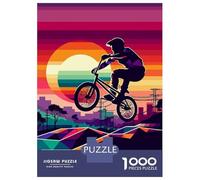 Rompecabezas De 1000 Piezas para Adolescentes Freestyle BMX Sunset WPAP Rompecabezas para Adolescentes Juego De Ingenio Mejora La Memoria Diversión En Casa Actividades, 52x38cm/1000pcs