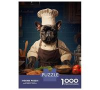 Rompecabezas De 1000 Piezas para Adolescentes French Bulldog Chef Rompecabezas para Adultos Decoración De Pared De Juguete Mejora La Memoria Regalos Y Cumpleaños Únicos 70x50cm/1000pcs