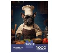 Rompecabezas De 1000 Piezas para Adolescentes French Bulldog Chef Rompecabezas para Adultos Juegos Relajantes Análisis Y Lógica para Cumpleaños, Navidad 38x26cm/1000pcs