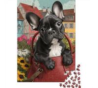 Rompecabezas De 1000 Piezas para Adolescentes French Bulldog in Bag Rompecabezas para Adultos Juego Práctico Mejora La Memoria Regalo De Cumpleaños, Regalos, 38x26cm/1000pcs