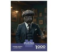 Rompecabezas De 1000 Piezas para Adolescentes French Bulldog in Suit at The Pub Rompecabezas para Adultos Juegos De Relajación Decoración del Hogar Desafío Educativo 38x26cm/1000pcs
