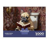 Rompecabezas De 1000 Piezas para Adolescentes French Bulldog Reading on Toilet Rompecabezas para Adultos Juguetes Antiestrés Difícil Difícil Desafiante De Completar 70x50cm/1000pcs
