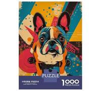 Rompecabezas De 1000 Piezas para Adolescentes French Bulldog Wall Art Colorful Bulldog Pop Art Rompecabezas para Adultos Juego Familiar Decoración del Hogar Cumpleaños Y Navidad 52x