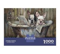 Rompecabezas De 1000 Piezas para Adolescentes French Bulldogs in Bathtub Rompecabezas Juegos Relajantes Regalos para Mujeres Cumpleaños 38x26cm/1000pcs