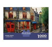 Rompecabezas De 1000 Piezas para Adolescentes French Village Cafe Scene Rompecabezas para Adolescentes Juego De Ingenio Mejora La Memoria Diversión En Casa Actividades, 38x26cm/1000pcs