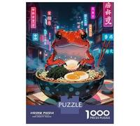 Rompecabezas De 1000 Piezas para Adolescentes Frog Eating Ramen Rompecabezas para Adultos Juegos Relajantes Mejora La Memoria Ayuda A Ejercitar El Cerebro 70x50cm/1000pcs