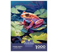 Rompecabezas De 1000 Piezas para Adolescentes Frog on A Leaf Painting Rompecabezas para Adultos Juegos De Relajación Ensamblaje De Patrones Diversión En Casa Actividades, 70x50cm/1000pcs