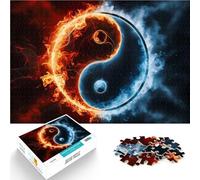 Rompecabezas de 1000 Piezas para Adolescentes Fuego y Hielo Yin Yang Regalos de Juegos desafiantes Lista de Deseos con Papá Noel 75x50cm