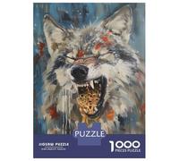Rompecabezas De 1000 Piezas para Adolescentes Funny Angry Gray Wolf Food Rompecabezas para Adultos Decoración De Pared De Juguete Mejora La Memoria Regalos Y Cumpleaños Únicos 38x26cm/1000pcs