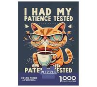 Rompecabezas De 1000 Piezas para Adolescentes Funny Cat Coffee Poster Rompecabezas para Adultos Juguetes De Bricolaje Montaje De Patrones Ayuda A Ejercitar El Cerebro 38x26cm/1000pcs