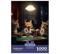 Rompecabezas De 1000 Piezas para Adolescentes Funny Cats Playing Poker Rompecabezas para Adultos Juego De Ingenio Regalo De Cumpleaños para Cumpleaños, Navidad 38x26cm/1000pcs
