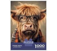 Rompecabezas De 1000 Piezas para Adolescentes Funny Dressed Highland Cow Rompecabezas para Adultos Juguetes Antiestrés Regalos De Desafío Difícil para Amigos Y Familiares 70x50cm/1000pcs