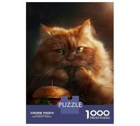 Rompecabezas De 1000 Piezas para Adolescentes Funny Fat Cat Hamburger Rompecabezas para Adultos Juego Práctico Difícil Regalos De Cumpleaños Y Únicos 52x38cm/1000pcs