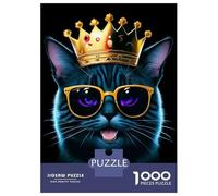 Rompecabezas De 1000 Piezas para Adolescentes Funny King Black Cat Rompecabezas para Adolescentes Juguetes Antiestrés Patrón De Ensamblaje Desafío Educativo 52x38cm/1000pcs