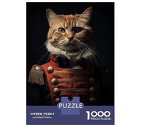 Rompecabezas De 1000 Piezas para Adolescentes Funny Napoleon Tabby Cat Rompecabezas para Adultos Juego Práctico Montaje De Patrones Diversión En Casa Actividades, 52x38cm/1000pcs