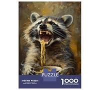 Rompecabezas De 1000 Piezas para Adolescentes Funny Raccoon Eating Food Rompecabezas para Adolescentes Juguetes Antiestrés Regalos para Mujeres Regalos para Reducir El Estrés 70x50cm/1000pcs