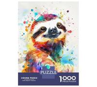 Rompecabezas De 1000 Piezas para Adolescentes Funny Sloth Watercolor Rompecabezas para Adultos Juego Familiar Desafío Difícil Interacción Entre Padres E Hijos 70x50cm/1000pcs