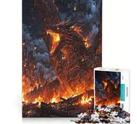 Rompecabezas de 1000 Piezas para Adolescentes: Furia del Dragón en Fuego, Juegos relajantes, desafiantes y de dificultad Alta, Regalo de cumpleaños, obsequios 38x52cm