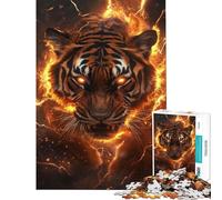 Rompecabezas de 1000 Piezas para Adolescentes Furia del Tigre Ardiente Rompecabezas de precisión para Adolescentes Desafío Educativo Regalo de cumpleaños 38x26cm