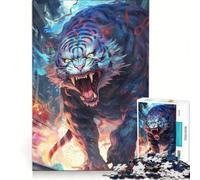 Rompecabezas de 1000 Piezas para Adolescentes Furia del Tigre Blanco Juego práctico Ideal para Pasar el Tiempo en casa cumpleaños y Navidad 38x26cm