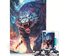 Rompecabezas de 1000 Piezas para Adolescentes Furia del Tigre Blanco Juego práctico Ideal para Pasar el Tiempo en casa cumpleaños y Navidad 38x52cm
